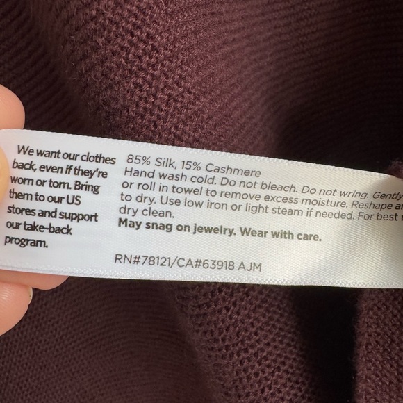 Eileen Fisher Silk and Cashmere Loose Waffle Knit Turtleneck Aubergine Size XS - Picture 3 of 6